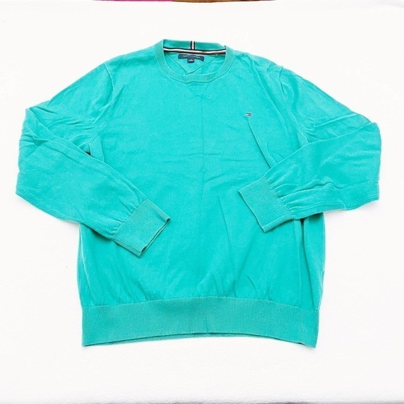 Tommy Hilfiger Turquoise Crewneck Sweater SZL - Picture 2 of 4